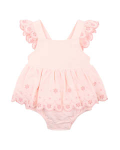 Baby Clothing Bodysuits Rompers: Minihaha Tillie Broidery Layered Bodysuit Peachy Pink