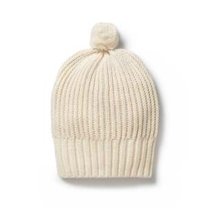 Baby Hats Bonnets: Wilson & Frenchy Knitted Ribbed Hat Ecru