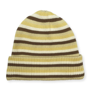 Grown Knitted Stripe Pixie Beanie Clay & Dusty Lime