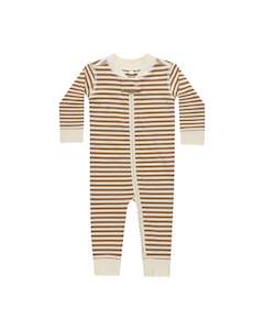 Baby Sleepwear: Quincy Mae Zip Long Sleeve Sleeper Cinnamon Stripe