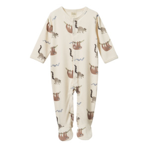 Baby Sleepwear: Nature Baby Stretch & Grow Suit Sloth Snuggle Print