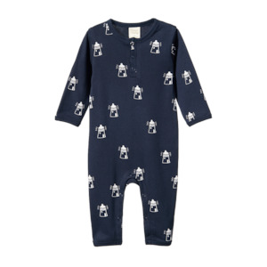 Nature Baby Henley Pyjama Suit Lighthouse Print