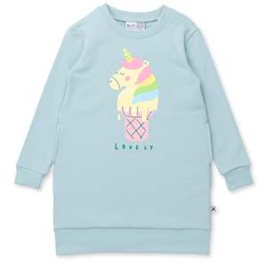 Minti: Minti Unicorn Icecream Furry Dress Muted Green