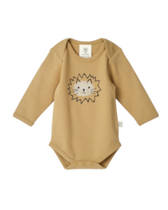 Babu Organic Cotton Long Sleeve Bodysuit Lion