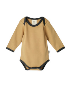 Babu Organic Cotton Long Sleeve Bodysuit Marigold Contrast