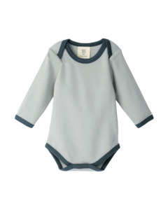 Babu Organic Cotton Long Sleeve Bodysuit Sky Contrast