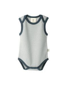 Babu Organic Cotton Singlet Bodysuit Sky Contrast