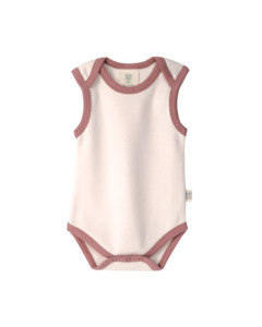 Babu Organic Cotton Singlet Bodysuit Petal Contrast