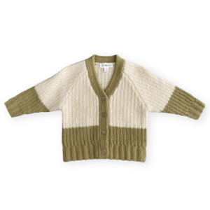 Grown Merino Wool Cardigan Sage/Milk