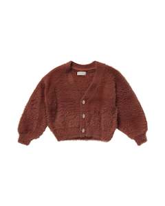 Girls Jumpers Jackets: Rylee & Cru Fuzzy Cardigan Brick