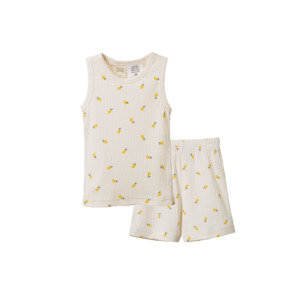 Nature Baby Singlet Pyjama Set Pointelle Lemon Print