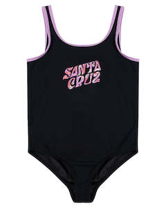 Santa Cruz Vibes Frill Front One Piece Swimsuit Black | Purple