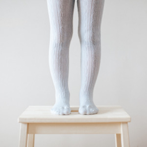 Lamington Baby Merino Cable Knit Tights Snow Grey