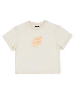 Santa Cruz Flame Dot Mono Front Tee Cream