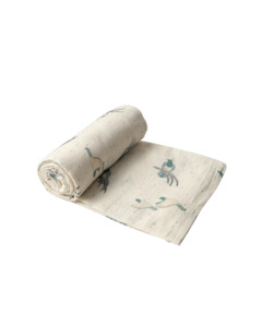 Babu Organic Muslin Swaddle Wrap NZ Forest Kererū