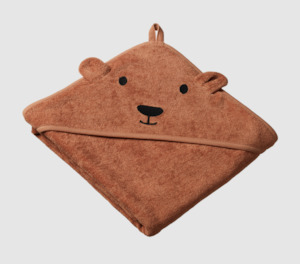 Nature Baby Organic Cotton Bear Hooded Towel Hazelnut