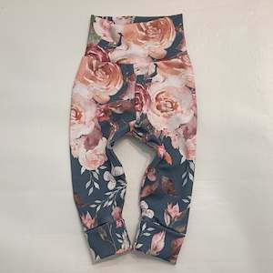 Grow With Me Pants *Blue Floral Watercolour  Size M 3-18m