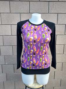 Sz 10 Woman's Purple Icecream Raglan Top