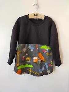 Grow With Me Slouchy Doman Sweater Construction Sz 1-3 years/ Large