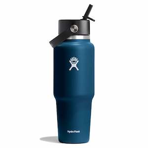 Hydroflask Drink Bottle 32oz TRAVEL Straw - Indigo 946mL WIDE Mouth with Straw Lid