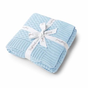 Diamond Knit Baby Blanket | Baby Blue