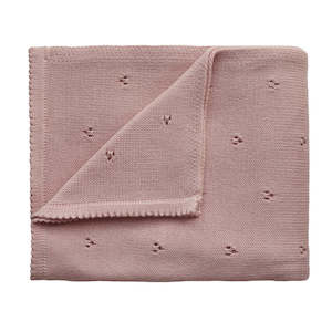 Mushie Knitted Baby Blanket | Pointelle Blush