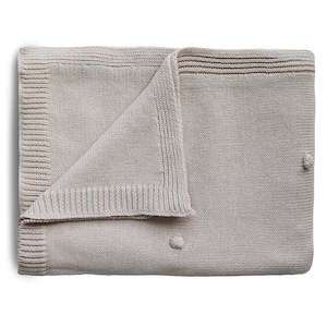 Gift: Mushie Knitted Baby Blanket | Textured Dots Off-White