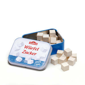 Erzi Wooden Sugar Cubes in a Tin