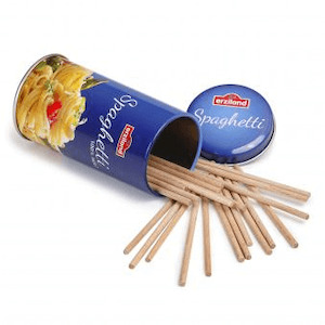 Erzi Wooden Spaghetti in a Tin