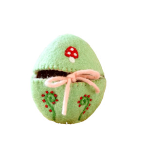 Easter Felt Egg Cover | Green with Mushroom Motif