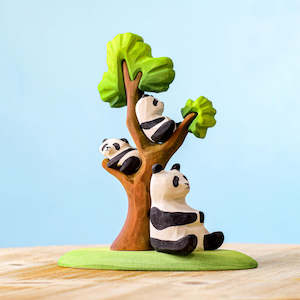 Bumbu Wooden Animal Jungle | Panda Bear Family and Tree SET