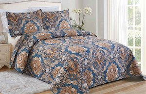 Brand New Luxury 3 Piece Quilted Bedspread 35