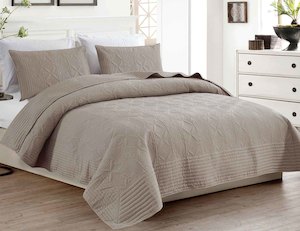 Brand New Taupe Luxury 3 Piece Quilted Bedspread With Wide Border B12