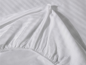 Household linen wholesaling: Brand New Fitted Sheet with Damask Stripe 600TC choice of sizes and colours