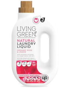 Living Green Certified Natural Laundry Liquid, Organic Rose & Lemon, 2L