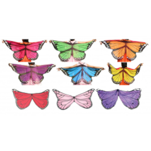 Chiffon Butterfly wings elastic one size kids pink purple blue multicoloured