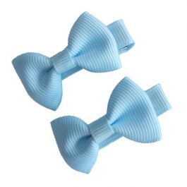 Mini Bow Hair Clips - (2pc) - Light Blue