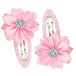 Gem Flower Hair Clips (2pc) - Light Pink