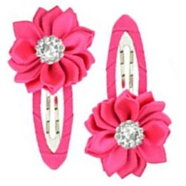 Design services: Gem Flower Hair Clips (2pc) - Hot Pink