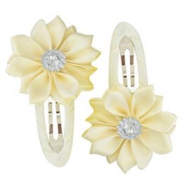 Gem Flower Hair Clips (2pc) - Ivory