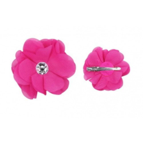 Pink Poppy Summer Blossom Petals Flower Hair Clips - Hot Pink