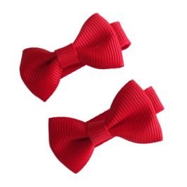 Design services: Mini Bow Hair Clips - (2pc) - Red