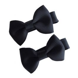 Mini Bow Hair Clips - (2pc) - Black