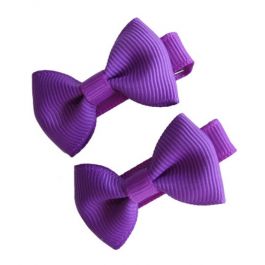 Mini Bow Hair Clips - (2pc) - Purple