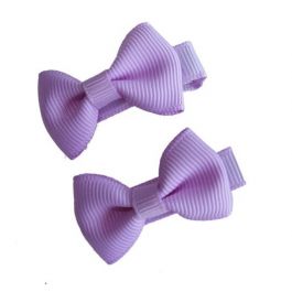 Mini Bow Hair Clips - (2pc) - Lilac