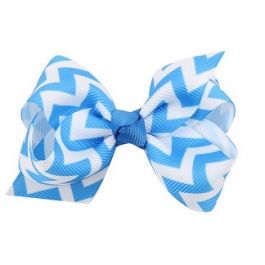 Chevron Bow - Hair Clips - Blue