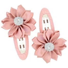 Gem Flower Hair Clips (2pc) - Dusty Rose