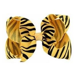 Zebra Print Bow Hair Clip - Yellow