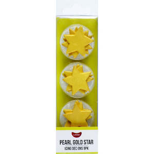 Sugar Decorations: GoBake Pearl Gold Star Icing Decorations 9/Pack