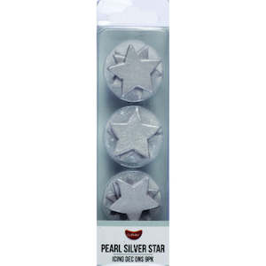 GoBake Pearl Silver Star Icing Decorations 9/Pack